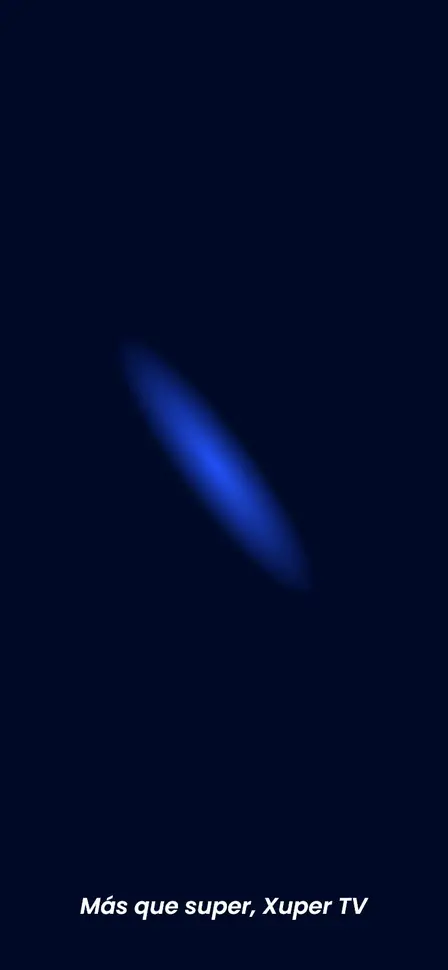 Super TV splash screen with blue glow and the Xuper TV tagline